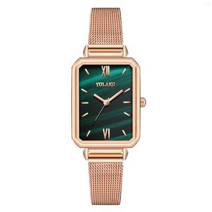Muñecos de pulsera Yolako Ladies Relojes Fashion Square Quartz Watch Brazelet Juego verde Dial verde Luxury Luxury Relogio Nibosi
