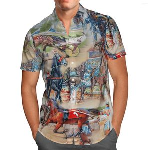 Men's Casual Shirts Carriage Show 3D Printed Summer Breathable Hawaiian Beach Short Sleeve Shirt Cool Social Art Oversized Street Men's