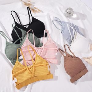 Bustiers & Corsets Style French Underwear Women's Beauty Back Camisole Wrap-Around Tube Top Cross Belt With Chest Pad Sexy Bra