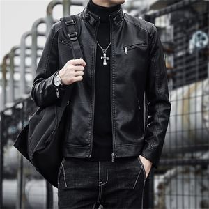 Männer Leder Faux MJNONG Herbst Marke Thermische Kausalen Vintage Jacke Mantel Frühling Outfit Design Motor Biker Tasche PU 221007