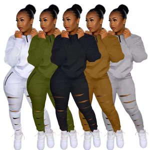 Pullover and Sweatpants Set 2Pcs Outfits Women Tracksuits Hallow Out Crop Top and Pants Sets Free Ship