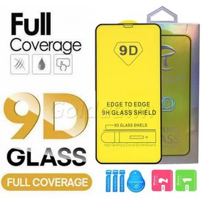 9D Tempered Glass Full Coverage Screen Protector för iPhone Pro Max Plus Samsung A53 G A50S J7 Redmi Note T Pro med paket