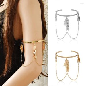 Bangle Alloy Leaves Armband Swirl Upper Arm Cuff Armlet Armband Egyptian Costume Accessory for Women Gold Silver