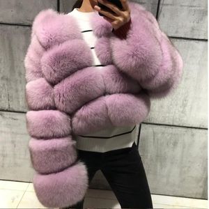 Full ful fursarcar natural azul real de manga comprida casacos de manga comprida feminino rosa elegante feminino de inverno sem roupas