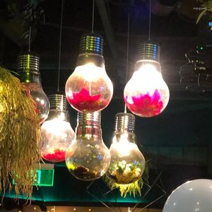 Hängslampor retro glödlampor gröna växter lampor tema restauranger kaféer kreativ glas lampa bar ktv klubbhus led hängande ljus