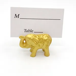 50PCS Indian Theme Wedding Favors Gold Elephant Place Card Holder Moroccan Bridal Shower Party Decoratives Name Card Photo Holders