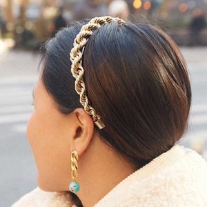 Headbands AWAYTR Golden Chains Hairbands Women Punk Style Metal Headband Wrap Hair Hoop Fashion Chic Hair Ornament Gold Hair Accessories T221007