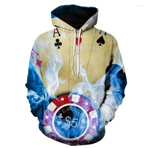 Men's Hoodies Spring And Fall Fashion Poker Printing Sweatshirt O-Neck Casual Streetwear Comfortable Oversized Hoodie Men Clothing