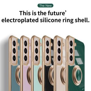 Elektropl￤tering av silikonringtelefonfodral Magnetiska designers f￶r iPhone 14 Plus Pro Max Samsung S22 UITRA iPhone14 13 12 Mini 11 8 7 Kameralinsskyddsskalskydd