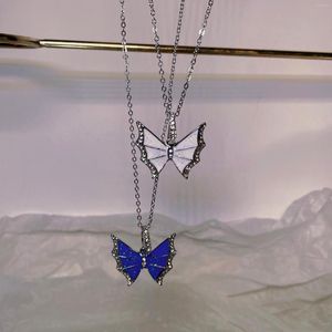 Ketten VIVILADY Ins Mode Vintage Glitter Schmetterling Anhänger Halskette Pullover Kette Für Frau Mädchen Schmuck Souvenir Party Großhandel