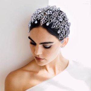 Headpieces TRiXY HP426 Leaf Shape Crystal Headband Wedding Bride Head Accessories Rhinestone Flowers Decoration Bridal Hair Bands Elegant