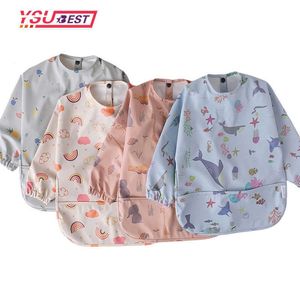 Bibs Burp Cloths Baby Bibs Waterproof Infant Eating Bib With Pocket Children Drawing Machine Washable Long Sleeve Apron Kid Burp Cloth Baby Stuff T221014