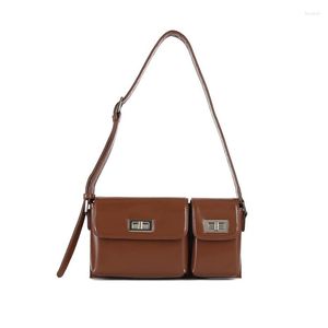 Evening Bags 2022 Summer Spring Billy Cowhide Twin One-shoulder Latch School Bag Armpit Slung Underarm For Women Capacity