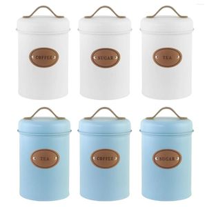 Storage Bottles 3Pcs Canisters Sugar Coffee Tea Organizer Cylinder With Air Tight Lids Easy Clean Kitchen Canister Set For