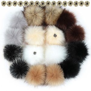 Other 10 12 15cm False Hairball Hat Ball Pom DIY Wholesale Cap cessories Multicolor Faux Fox Fur PomPom With Buckle Y2210