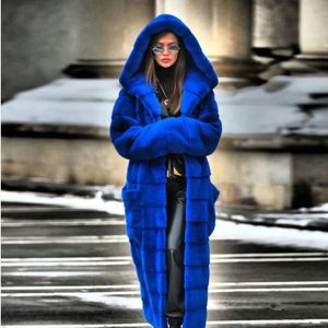 2022 여성 후드를위한 가짜 모피 코트 모피 두꺼운 긴 모피 재킷 슬림 가을 코트 여성 패션 의류