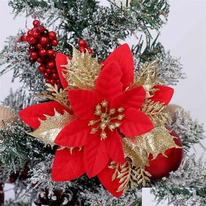 Christmas Decorations New Christmas Decorations Gold Pink Flower Rattan Wreath Decorative Flowers Door And Window Decoration Drop Del Dhkhj