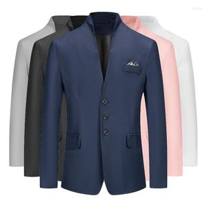 Ternos masculinos Men's Stand-Up Collar Fashion Business Casual Slim Fit Jacket