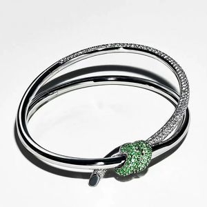 Brand Luxury Knot Designer Bangle Bracelet Double Line Womens 18K Gold Silver Green Crystal Diamond Bangles Bracelets Jewelry Christimas Gift