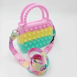 Nowe zabawki Fidget Push Bubbles Toy Rainbow Coin Tourse Portfer Portfer Bag Krzemionka Prosta torba krzyżowa dla kobiet stres stres 2024