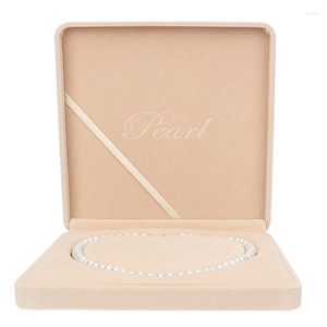 Smyckesp￥sar Beige Velvet Heart Shaped Femal Pearl Necklace Storage Box For Ring Earring Pendent Display Present Lover Packaging Falls