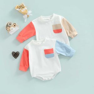 Rompers 2022 Autumn Baby Clothes Cotton Infant Girls Boys Patchwork Long Sleeve Romper Jumpsuit Casual Infant Clothing J220922