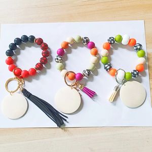 Wholesale silicone beaded bracelet Korean velvet tassel key chain women's multi-color options