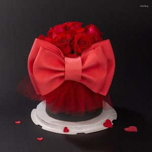 Праздничные принадлежности для красной сетки Bowknot valentine#39; D Торт Toppers Net Topper Topper для детской вечеринки для детской вечеринки