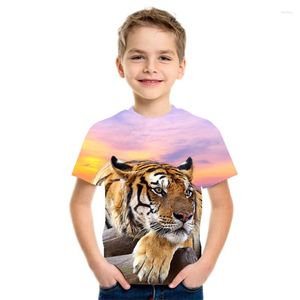 メンズTシャツ2022チルドレンズトップTシャツ男の子と女の子3DプリントタイガーライオンスウェットシャツキッズベビーアニメTシャツ