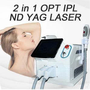 2021 Hotsales 2 em 1 portátil IPL Opt e Machine a laser YAG Máquina de remoção de cabelo portátil IPL Máquina de casca a laser de carbono