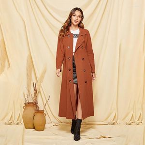 Trench da donna 2022 Primavera Autunno Giacca a vento da donna Khaki Donna Giacca doppiopetto Cappotto lungo femminile