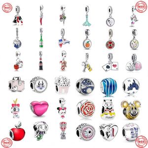 925 STERLING Gümüş Dungle Charm Kadın Boncuklar Yüksek Kaliteli Takı Hediyesi Toptan Denizkızı Prenses Elbise Kale Apple Drop Kolye Boncuk Fit Pandora Bilezik DIY