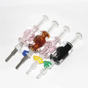 vattenpipor Frysbar Glycerin Dab Halmpipa med kvarts rostfritt stål spets röktillbehör glas nektar rökpipa