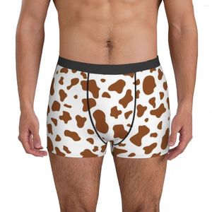 Unterhose, braunes Kuh-Druckmuster, Unterwäsche, ästhetische Mooo-Grafik, Tier-3D-Beutel, Trenky-Trunk-Druck, Boxershorts, lustige Herrenhöschen