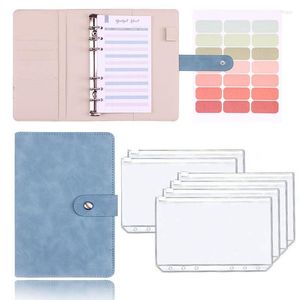 Notepads Mini PU Leather A6 Binder Budget Planner Notebook Cash Envelope Organizer System With Clear Zipper Pockets Expense SheetsNotepads