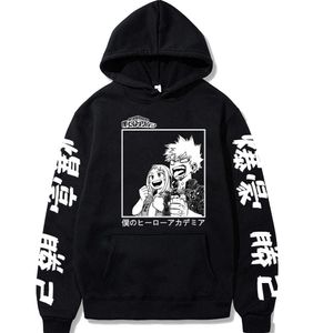 Herren Hoodies Sweatshirts Anime My Hero Academia Hoodie Pullovers Bakugou Katsuki Grafik gedruckt Tops Casual Hip Hop Streetwear G221008