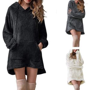 Bluzy damskie bluzy damskie kobiety Plush Lady Rleeve Lady jesienne zima ciepłe solidne flaneli z kapturem flanel pullover pajama luźna