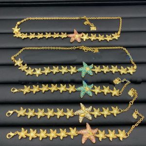 Mode entworfene Halsketten Armband Ohrring Seestarfish Anhänger Sea Travel Holiday Style Banshee Medusa Kopfporträt 18K Gold Plated Designer Schmuck 05