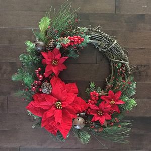 Decorative Flowers Circle Christmas Wreath Mall Rattan Wall Artificial Decoration Floral Holiday El Shop Simulation Convenient