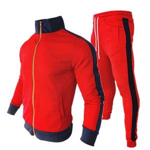 Мужские спортивные костюмы Leisure Спортивный костюм Fitness Fashion Рубашка на молнии на открытом воздухе пробежек осень и зимний с длинным рукавом набор G221011