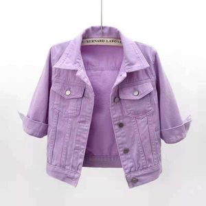 Kvinnorjackor Kvinnor denimjacka Spring Autumn Short Coat Pink Jean Jackets Casual Tops Purple Yellow Vit Loose Outerwear T221008
