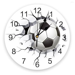 Настенные часы футбольные трещины футбольные круглые часы современный дизайн домашняя гостиная