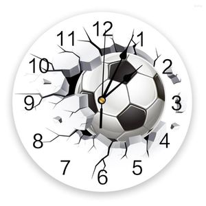 Wall Clocks Football Crack Soccer Round Clock Modern Design Home Living Room Decoration Children's Kitchen Table