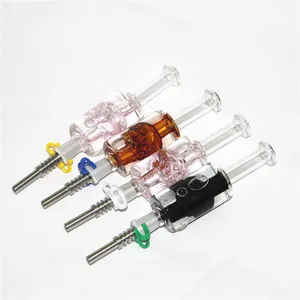 Hookah Skull Glass Nectar Kit med kvartspetsar Dab Straw Oil Rigs Silikon R￶kning R￶k Ash Catcher f￶r Bong