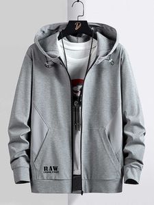 Erkek Hoodies Tişörtü İlkbahar Sonbahar Zip Up Hoodie Coats Streetwear Siyah Gri Kapşonlu Gevşek Erkek Pamuk Casual Tops Plus Size 8XL G221008