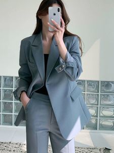 Kvinnors kostymer blazers vår sommaruppsättning kvinna 2 stycken blazer byx jacka kvinnliga smala mode affärsarbetskläder 221008