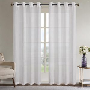 Curtain Ready Stock 1 PC Japanese Style StripesTulle Voile For Window Living Room Bedroom Just Decoration 1JL236