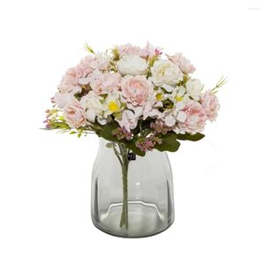 Decorative Flowers Artificial Wholesale Christmas Decorations Vases For Home Wedding Plants Silk Peony DIY Ornamental Flowerpot