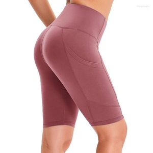 Yoga outfit inomhusaktiviteter Gymkläder 2022 damer Solid High-midjig höftsträcka underbyxor kör fitness shorts leggings