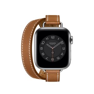 Tours smart de tour duplo attelage para Apple Watch Ultra 49mm Band 41mm 45mm 40mm 44mm 42mm 38mm S￩rie de pulseira de couro genu￭no de couro Iwatch